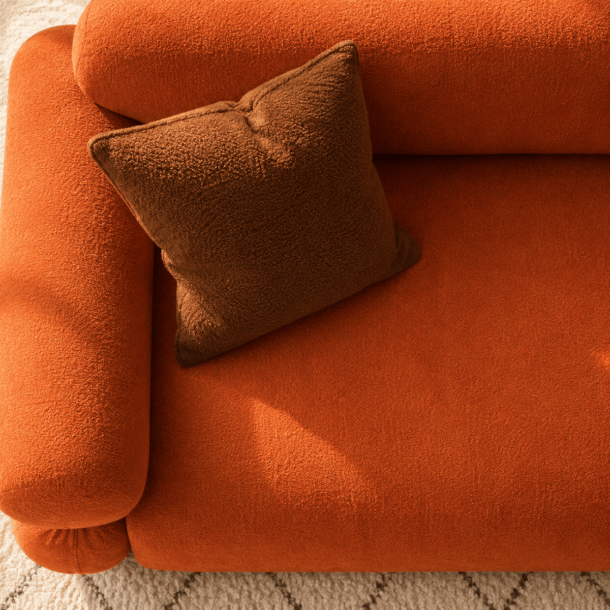 Montara Living 3-Seater Orange Contemporary Rounded Arm Sofa