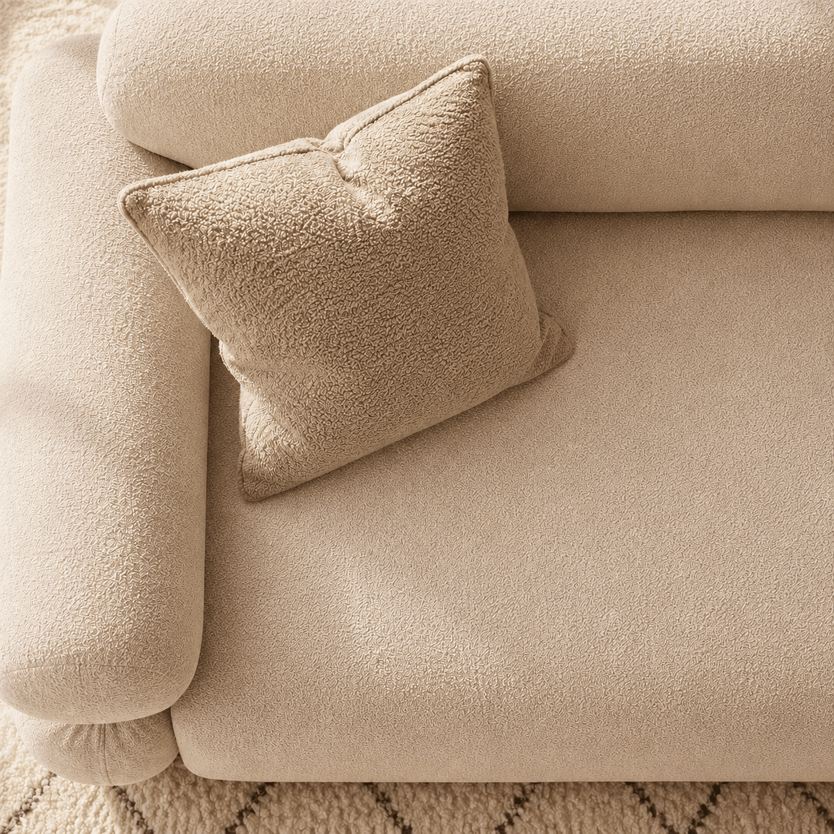 Montara Living 3-Seater Cream Beige Contemporary Rounded Arm Sofa