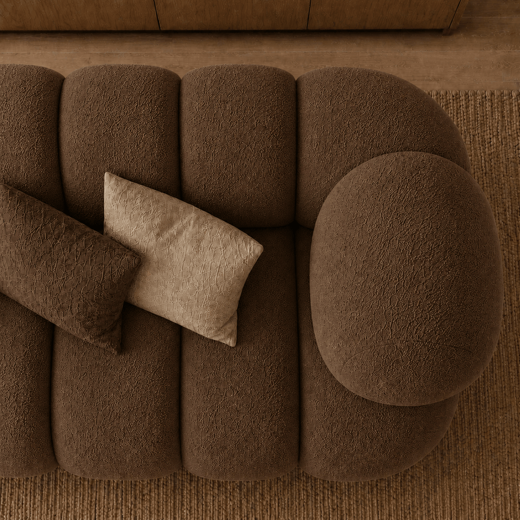 Montara Living 4-Seater Brown Contemporary Sofa with Rounded Segments