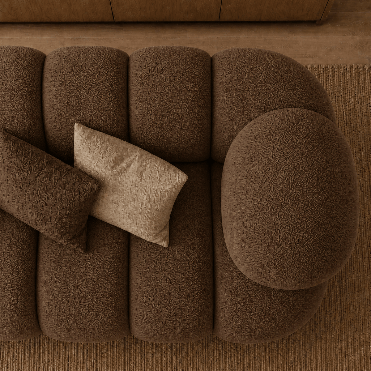 Montara Living 4-Seater Brown Contemporary Sofa with Rounded Segments