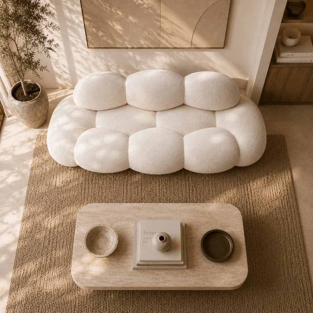 Montara Living 3-Seater Cream Contemporary Cloud Sofa with Rounded Silhouette