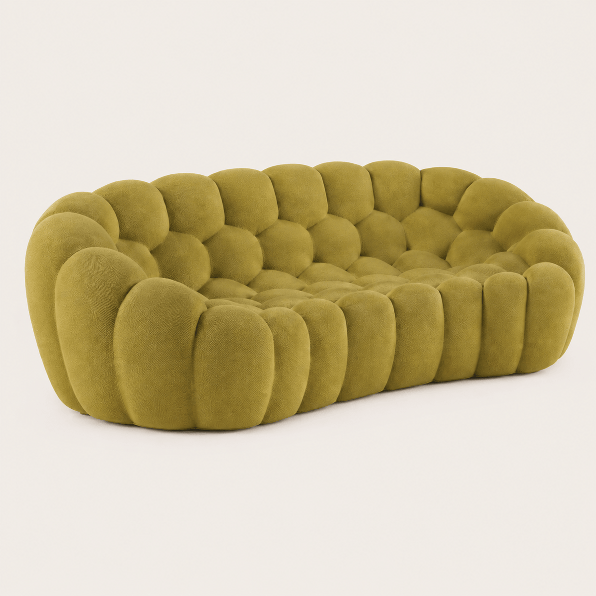 Montara Living 3-Seater Olive Green Contemporary Bubble Sofa with Rounded Shape