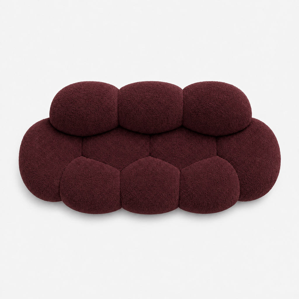 Montara Living 3-Seater Burgundy Contemporary Cloud Sofa with Rounded Silhouette