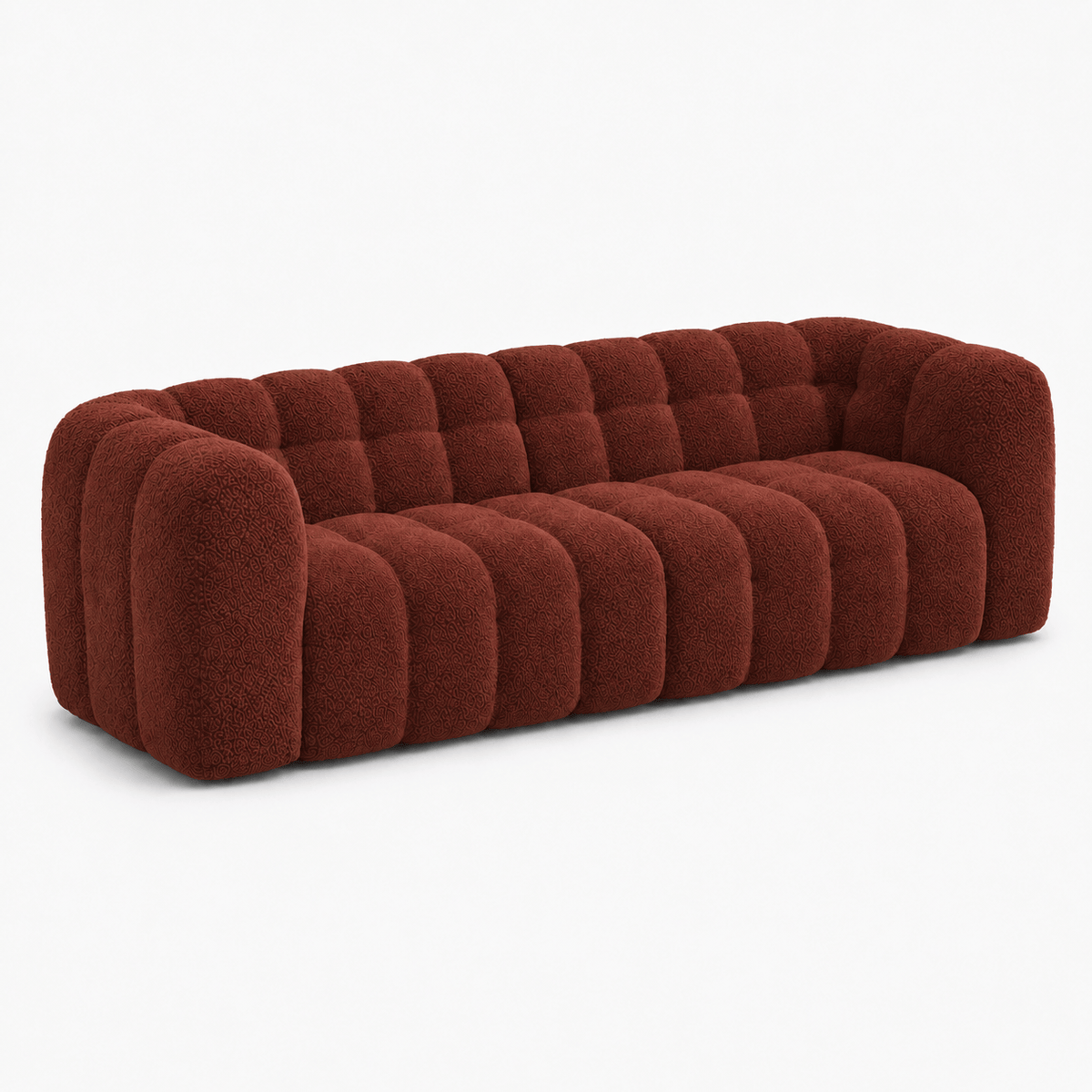 Montara Living 4-Seater Rust Red Upholstered Modern Luxury Living Room Sofa