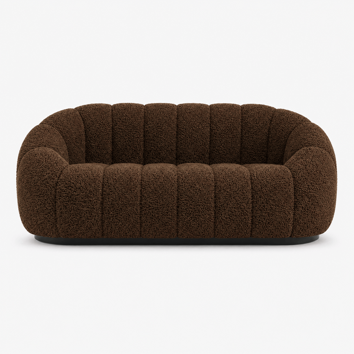 Montara Living 3-Seater Brown Contemporary Channel Boucle Sofa with Rounded Arms