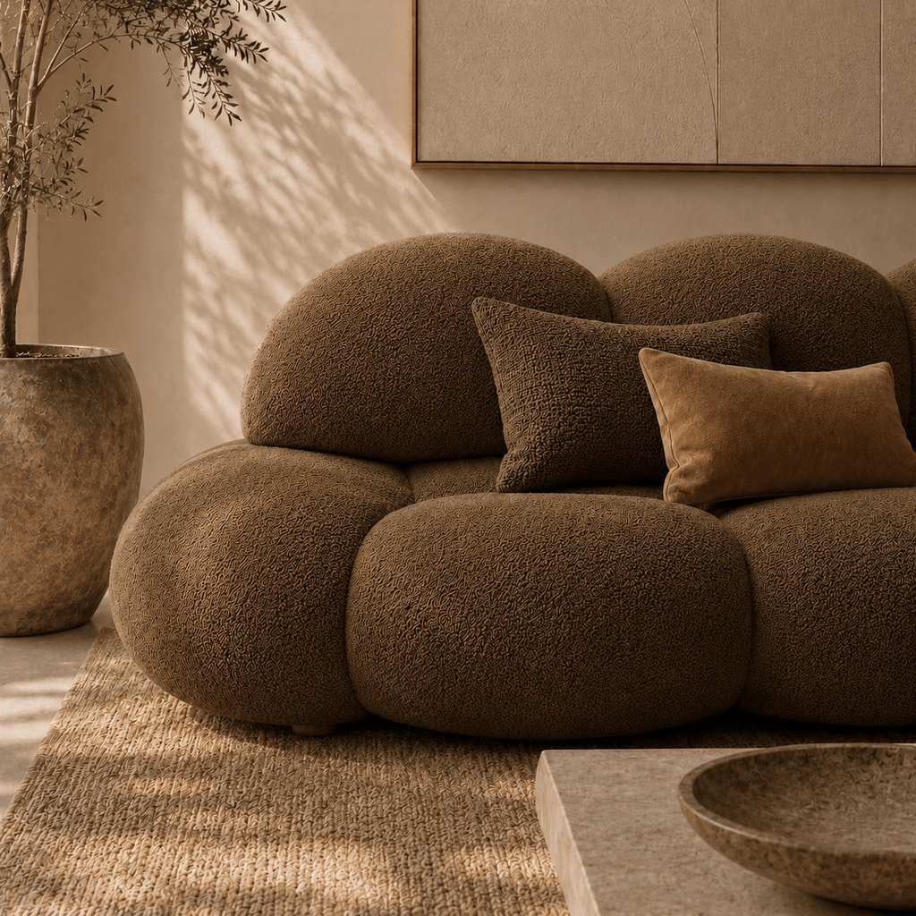 Montara Living 3-Seater Brown Contemporary Cloud Sofa with Rounded Silhouette