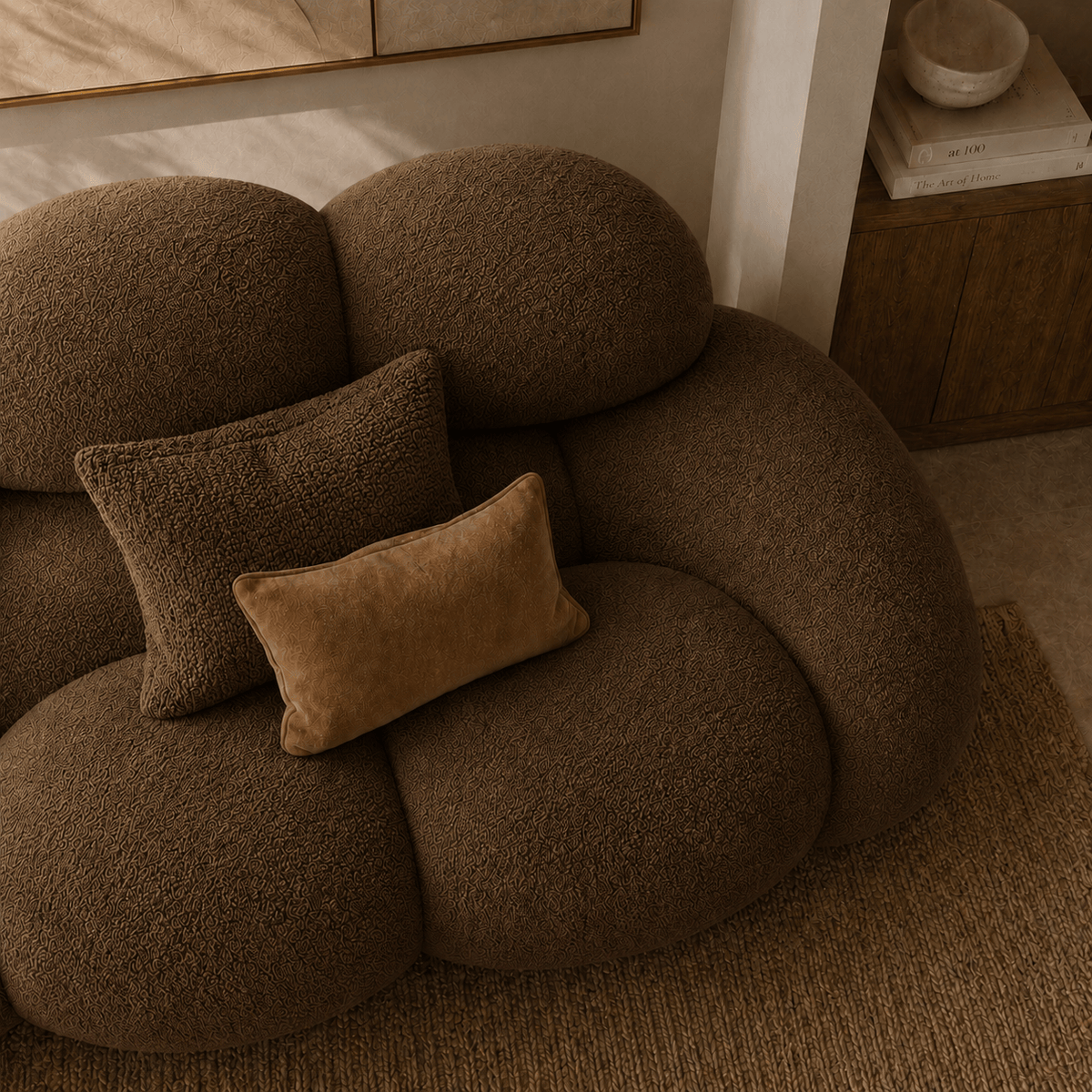 Montara Living 3-Seater Brown Contemporary Cloud Sofa with Rounded Silhouette