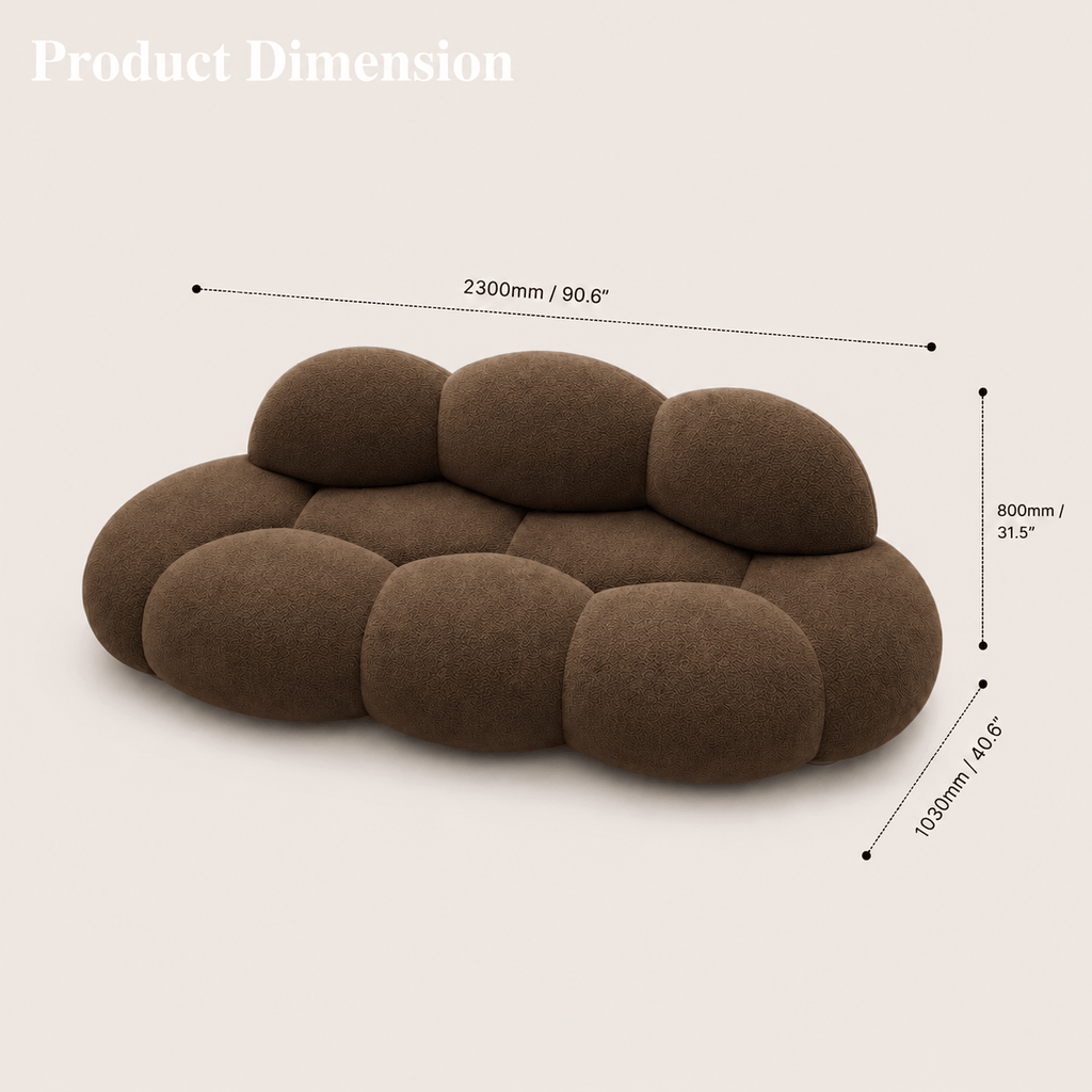 Montara Living 3-Seater Brown Contemporary Cloud Sofa with Rounded Silhouette