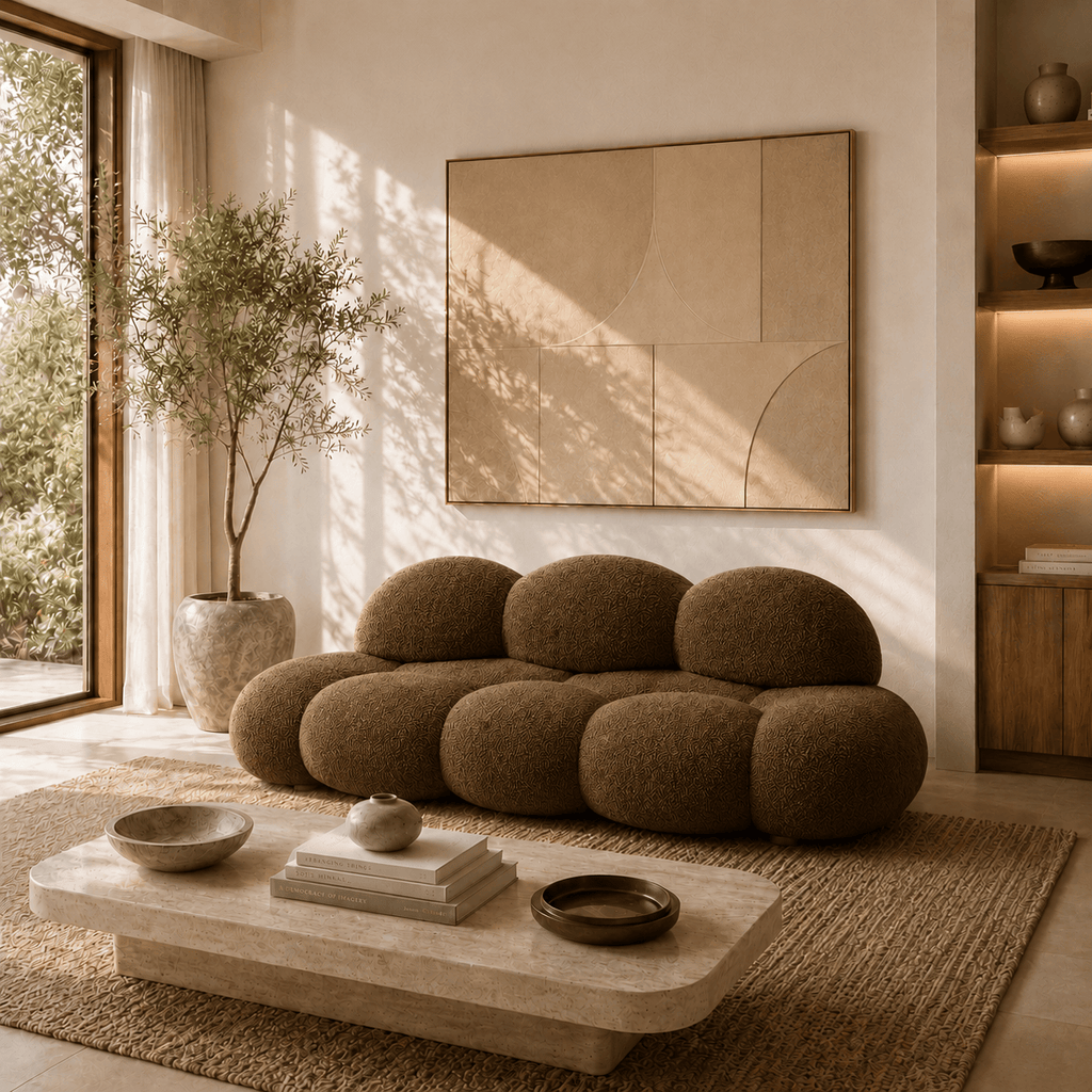 Montara Living 3-Seater Brown Contemporary Cloud Sofa with Rounded Silhouette