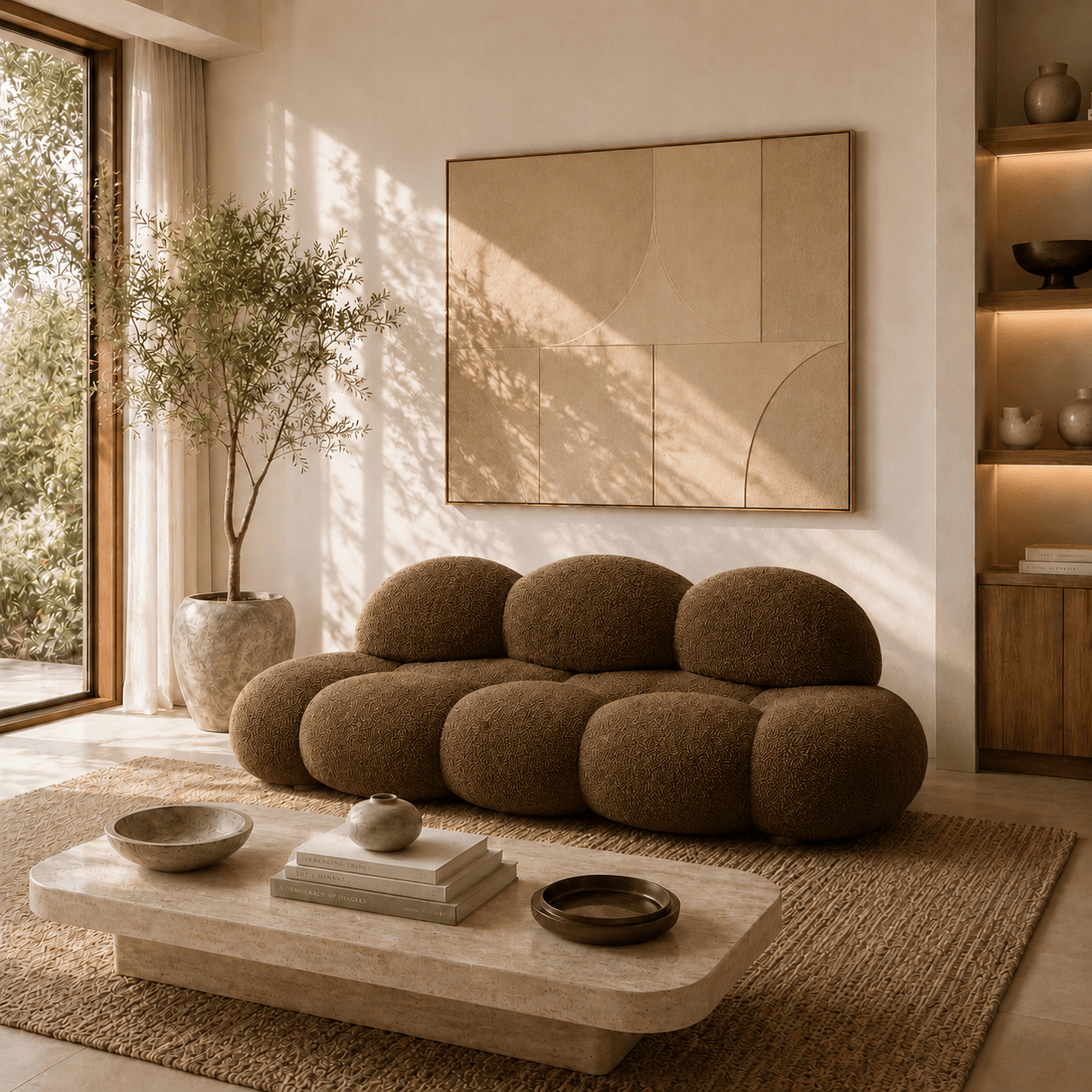 Montara Living 3-Seater Brown Contemporary Cloud Sofa with Rounded Silhouette Image