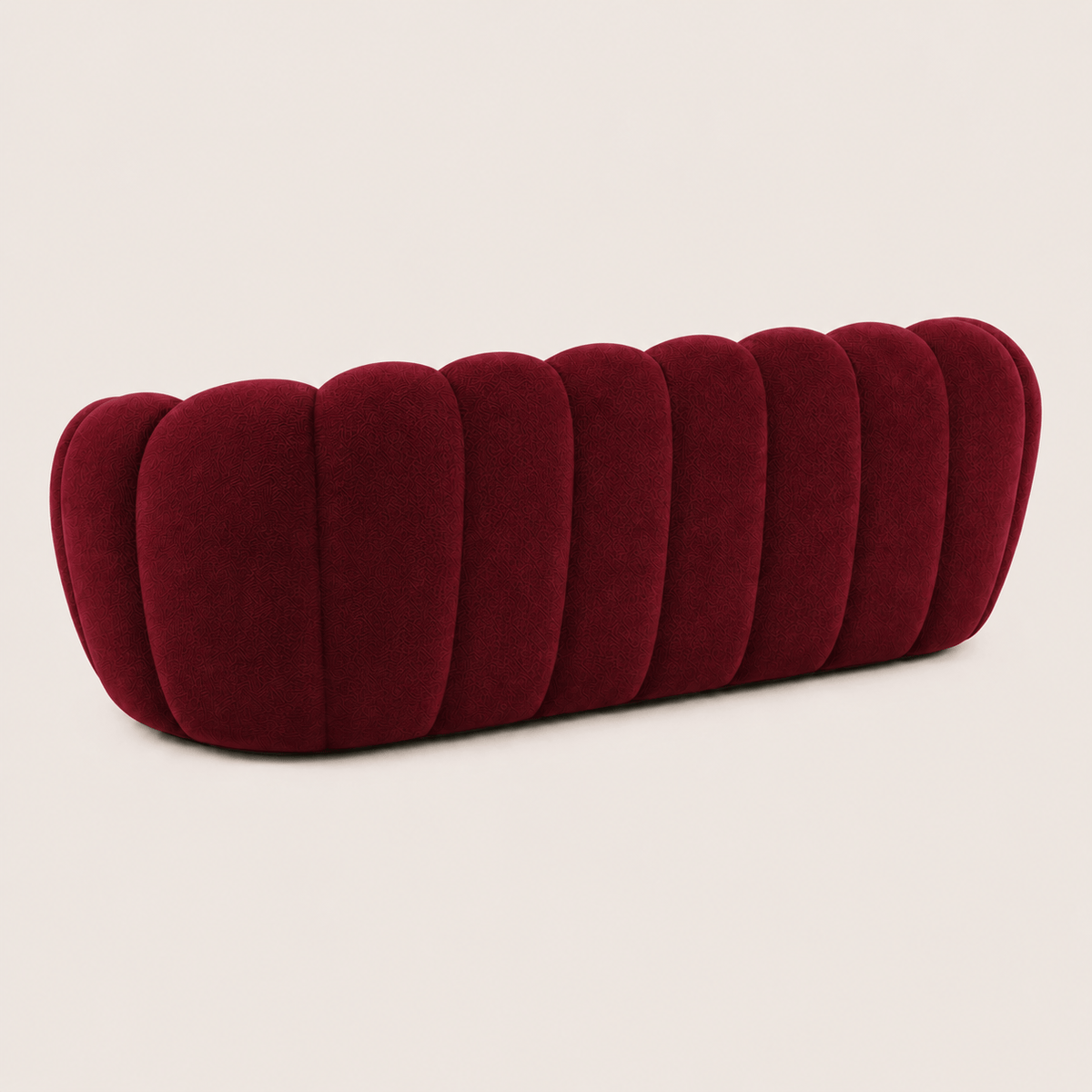 Montara Living 3-Seater Burgundy Contemporary Bubble Sofa with Rounded Shape