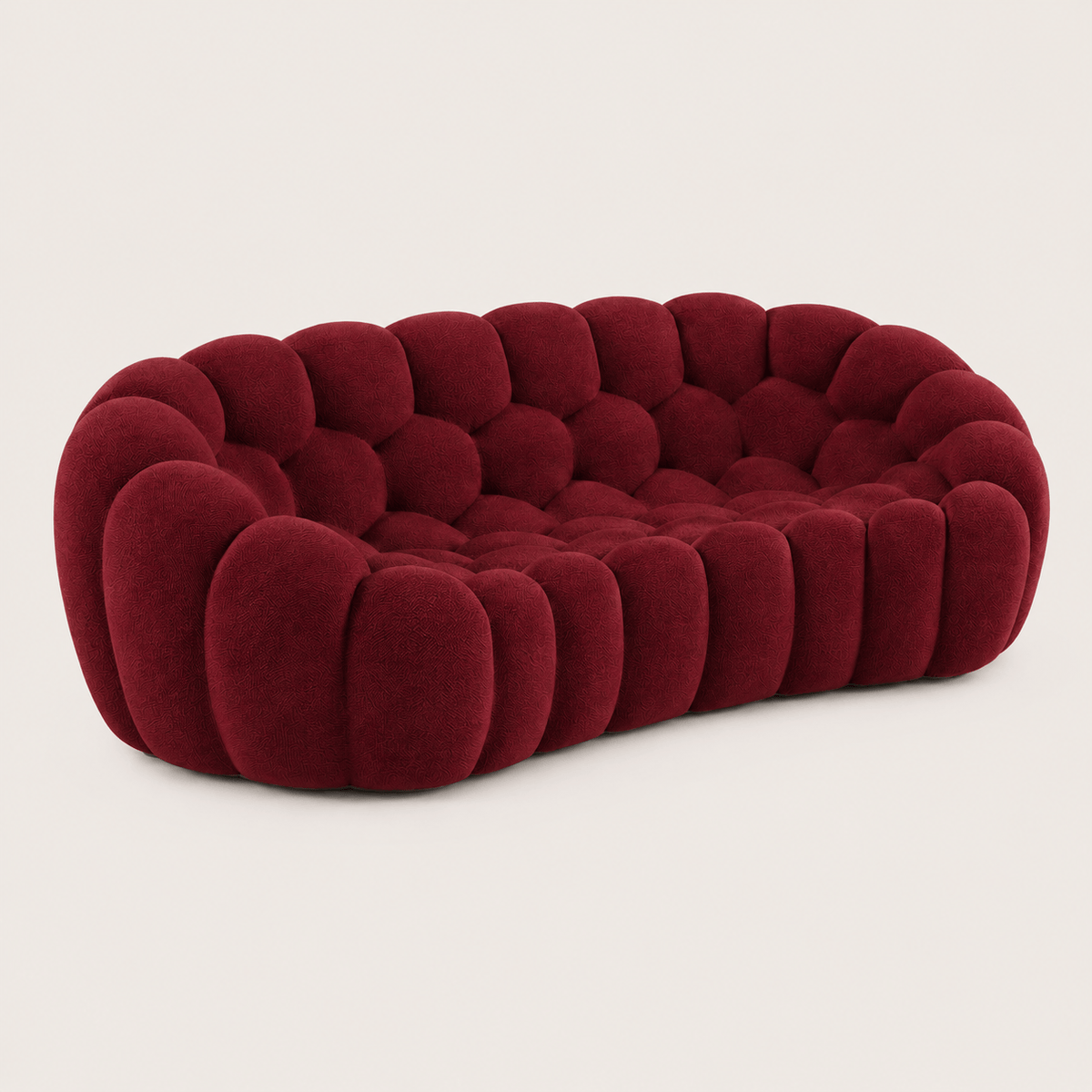 Montara Living 3-Seater Burgundy Contemporary Bubble Sofa with Rounded Shape