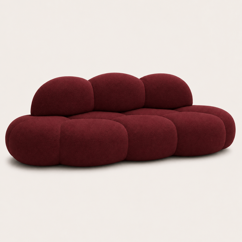Montara Living 3-Seater Burgundy Contemporary Cloud Sofa with Rounded Silhouette