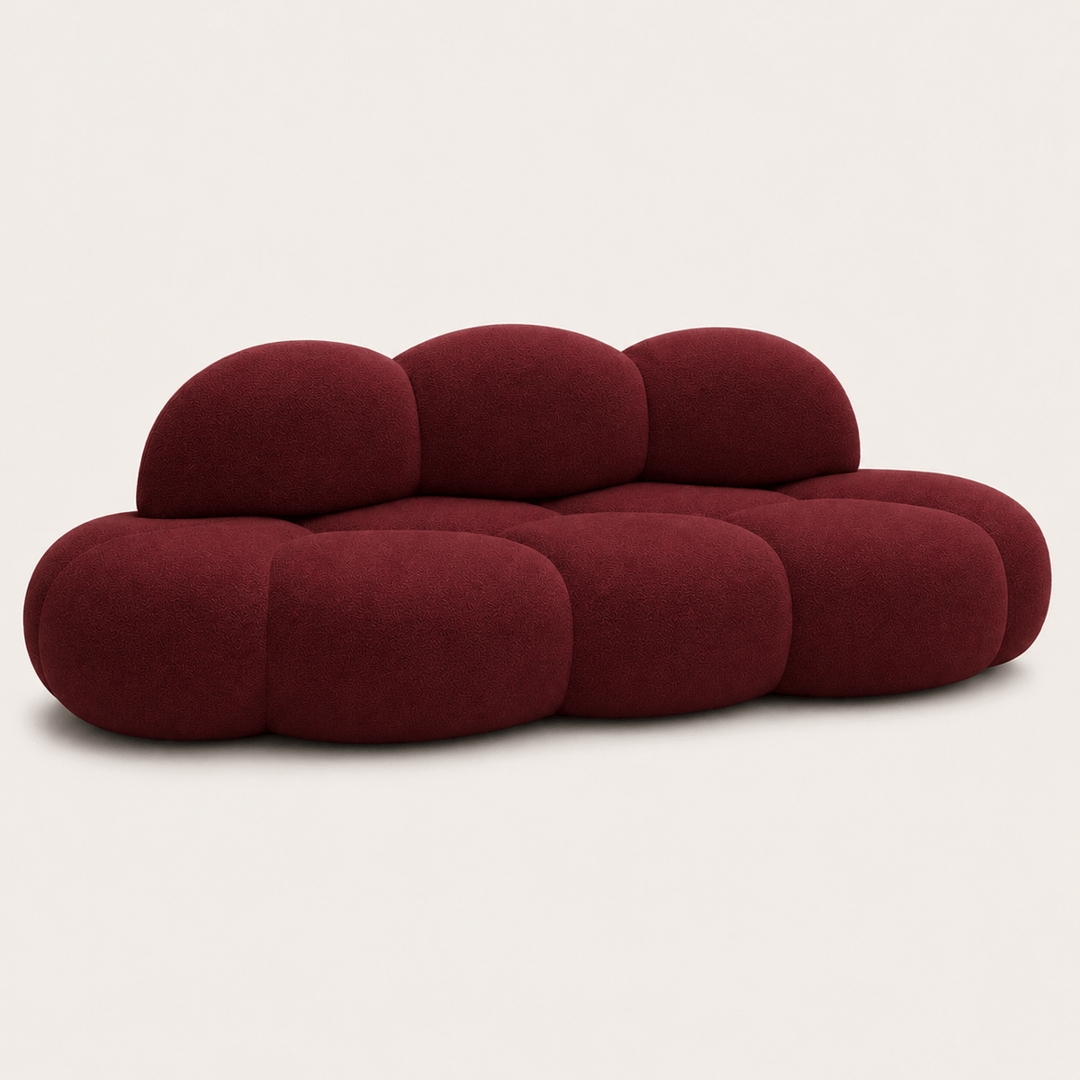 Montara Living 3-Seater Burgundy Contemporary Cloud Sofa with Rounded Silhouette