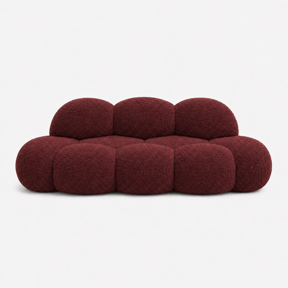 Montara Living 3-Seater Burgundy Contemporary Cloud Sofa with Rounded Silhouette