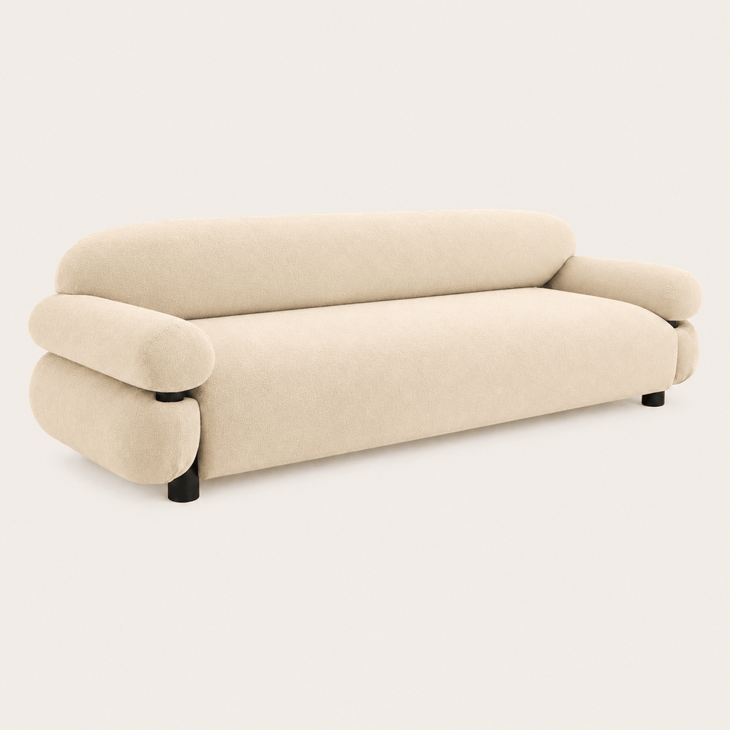 Montara Living 3-Seater Cream Beige Contemporary Rounded Arm Sofa