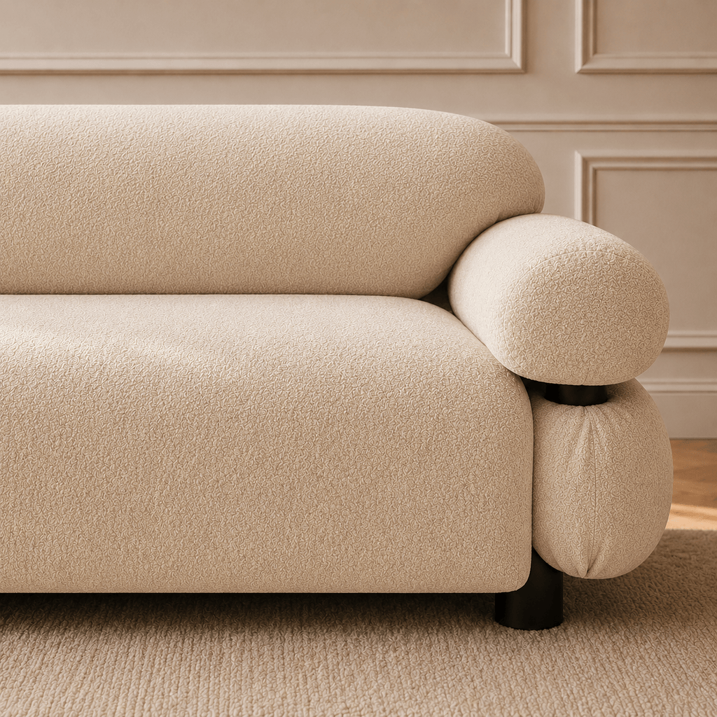 Montara Living 3-Seater Cream Beige Contemporary Rounded Arm Sofa