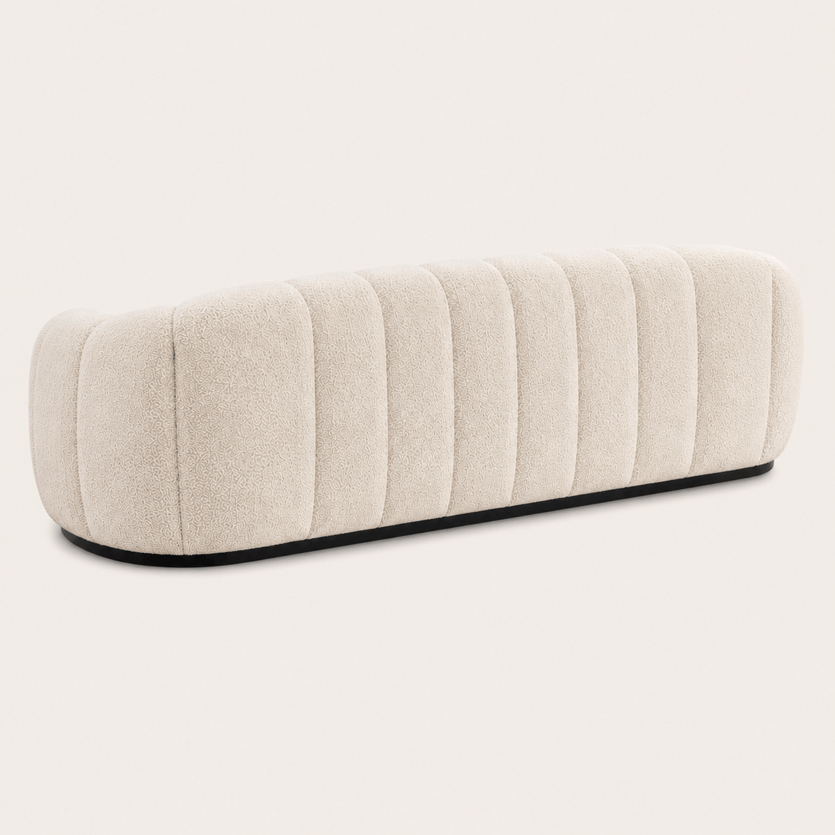 Montara Living 3-Seater Cream Contemporary Channel Tufted Sofa with Rounded Arms