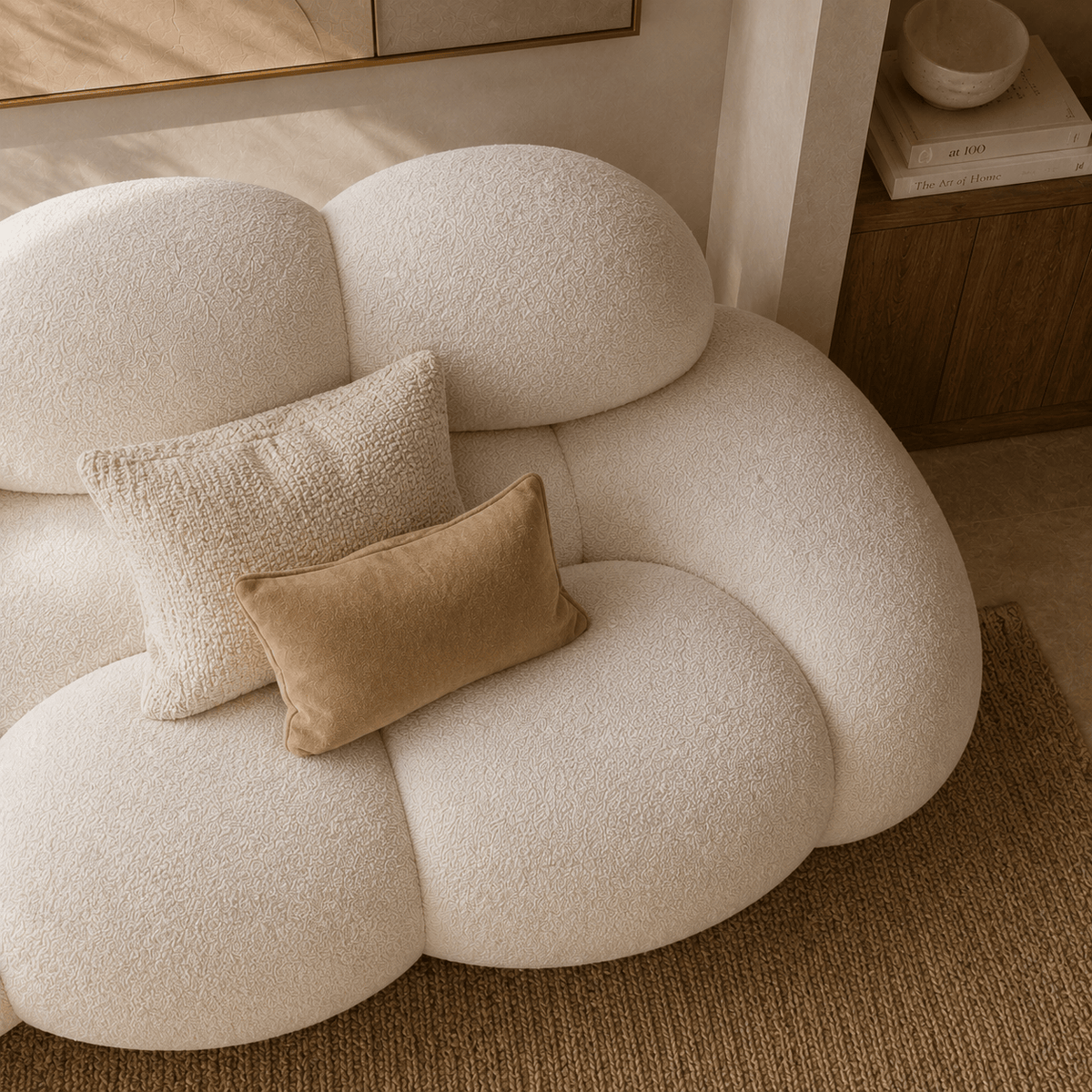 Montara Living 3-Seater Cream Contemporary Cloud Sofa with Rounded Silhouette