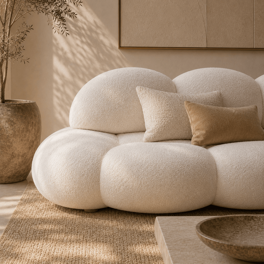 Montara Living 3-Seater Cream Contemporary Cloud Sofa with Rounded Silhouette