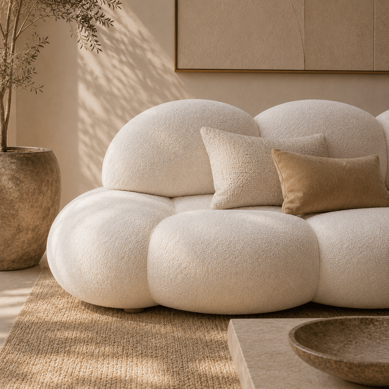 Montara Living 3-Seater Cream Contemporary Cloud Sofa with Rounded Silhouette Image