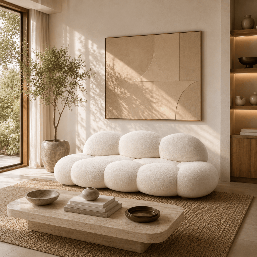 Montara Living 3-Seater Cream Contemporary Cloud Sofa with Rounded Silhouette