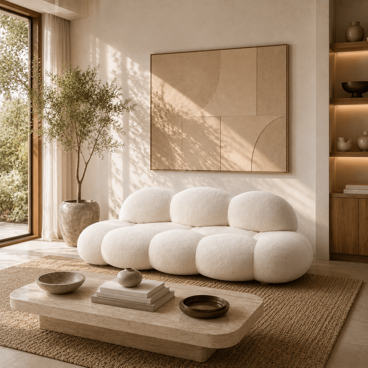 Montara Living 3-Seater Cream Contemporary Cloud Sofa with Rounded Silhouette Image