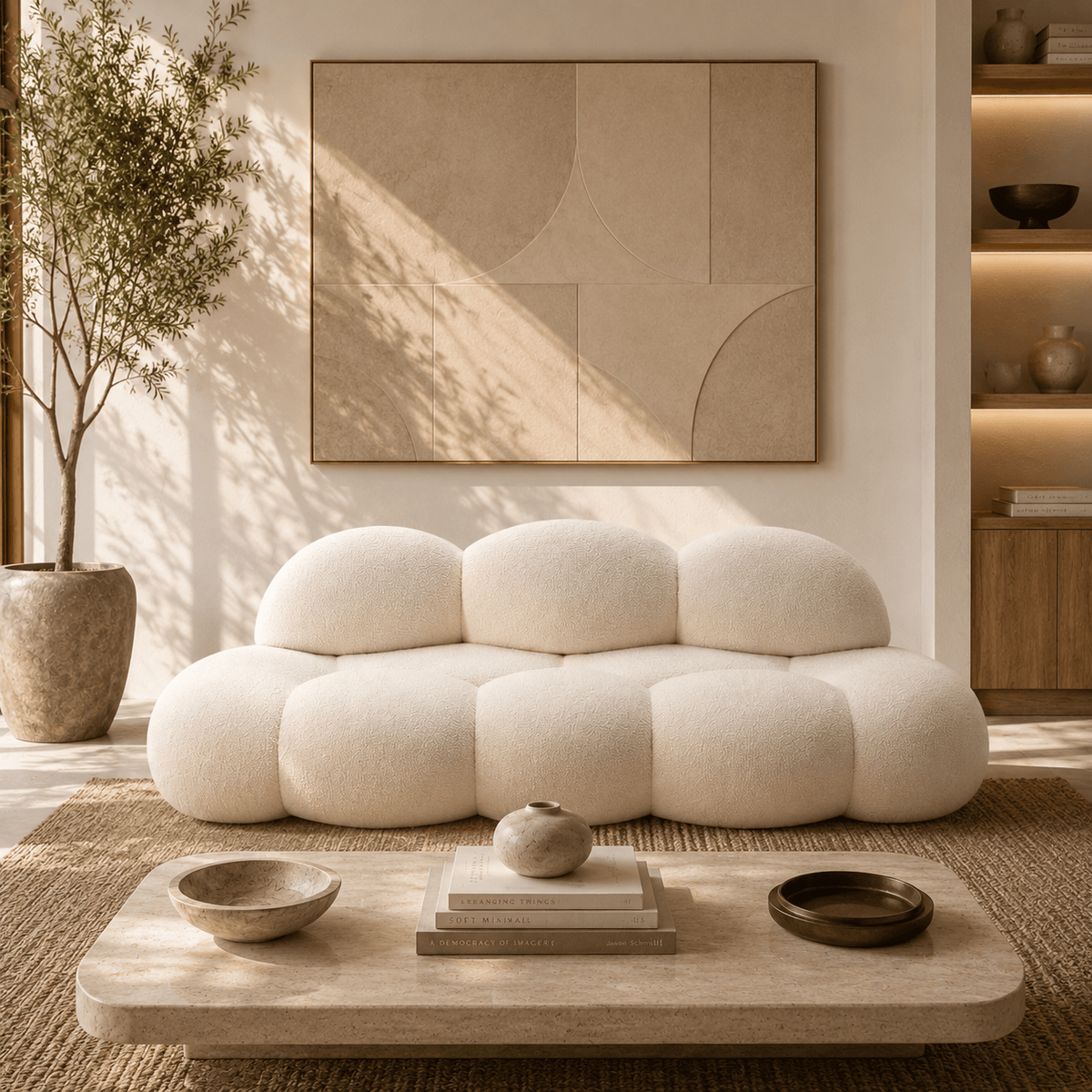 Montara Living 3-Seater Cream Contemporary Cloud Sofa with Rounded Silhouette