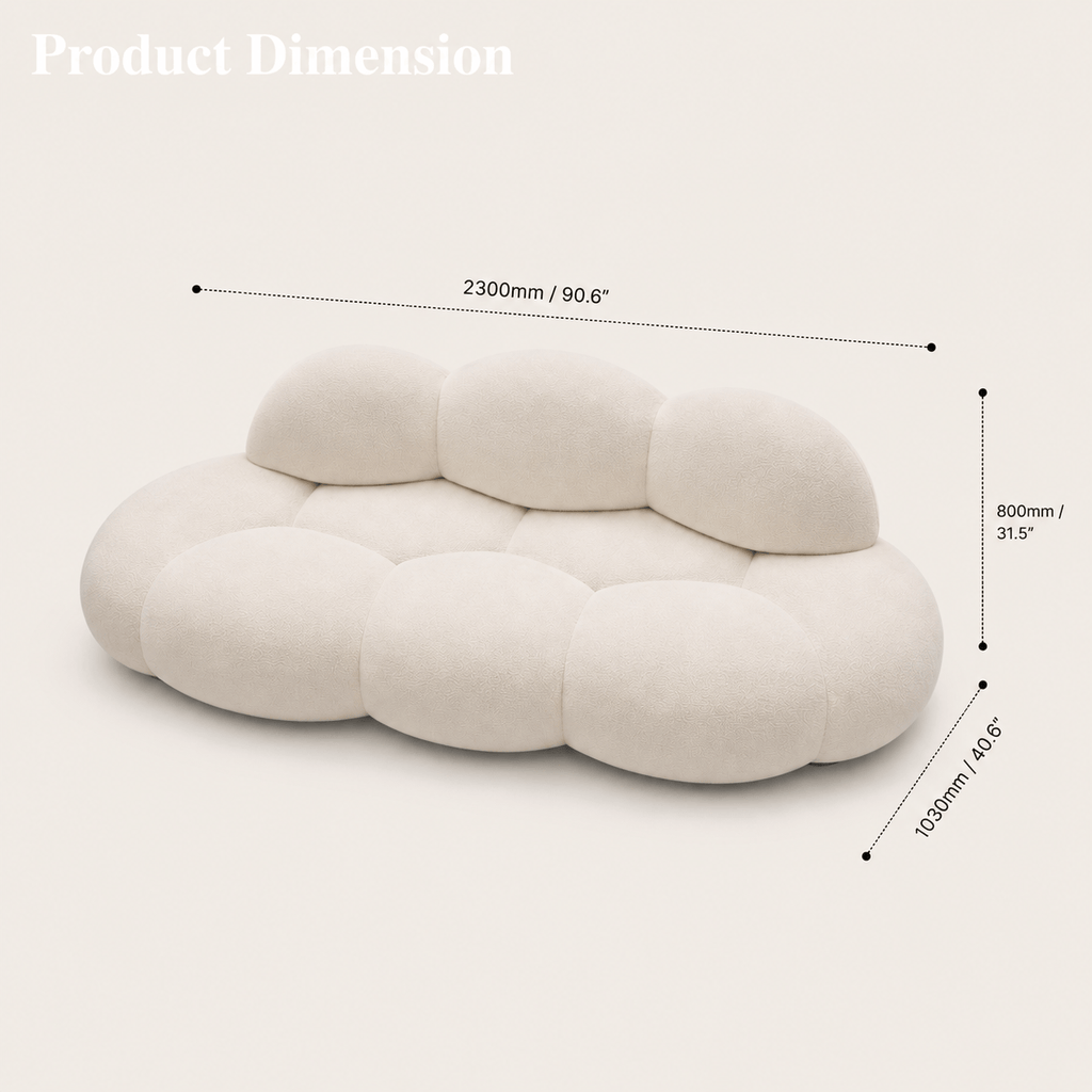Montara Living 3-Seater Cream Contemporary Cloud Sofa with Rounded Silhouette