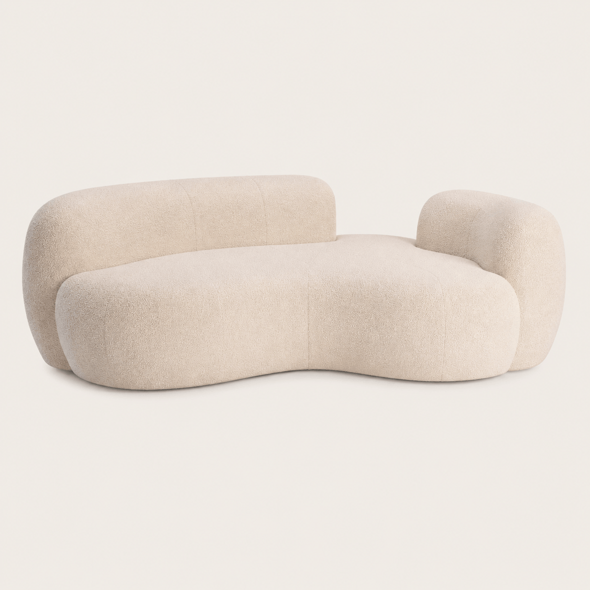 Montara Living 3-Seater Cream Contemporary Curved Sofa with Rounded Arms