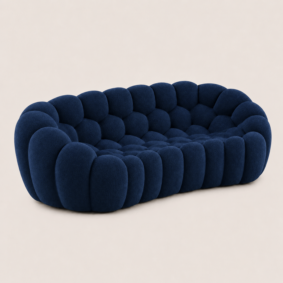 Montara Living 3-Seater Navy Blue Contemporary Bubble Sofa with Rounded Shape