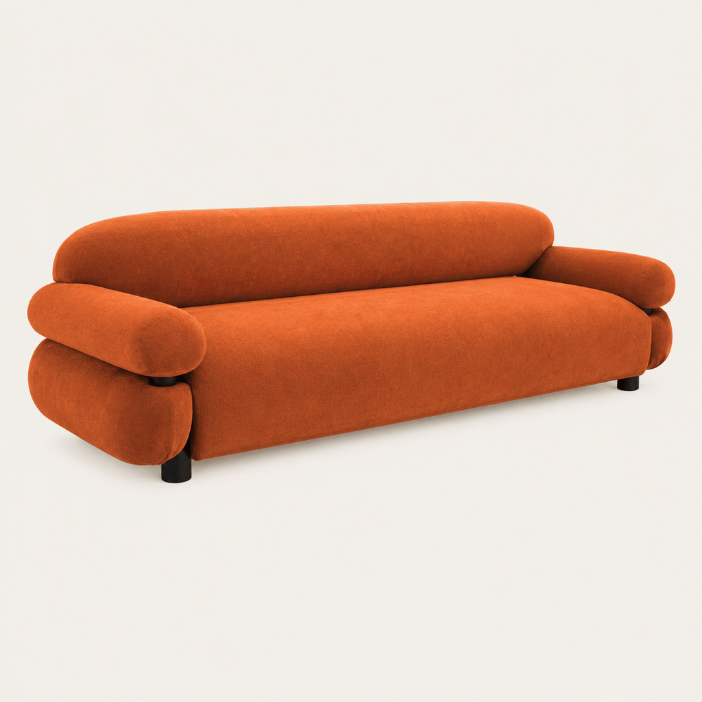 Montara Living 3-Seater Orange Contemporary Rounded Arm Sofa