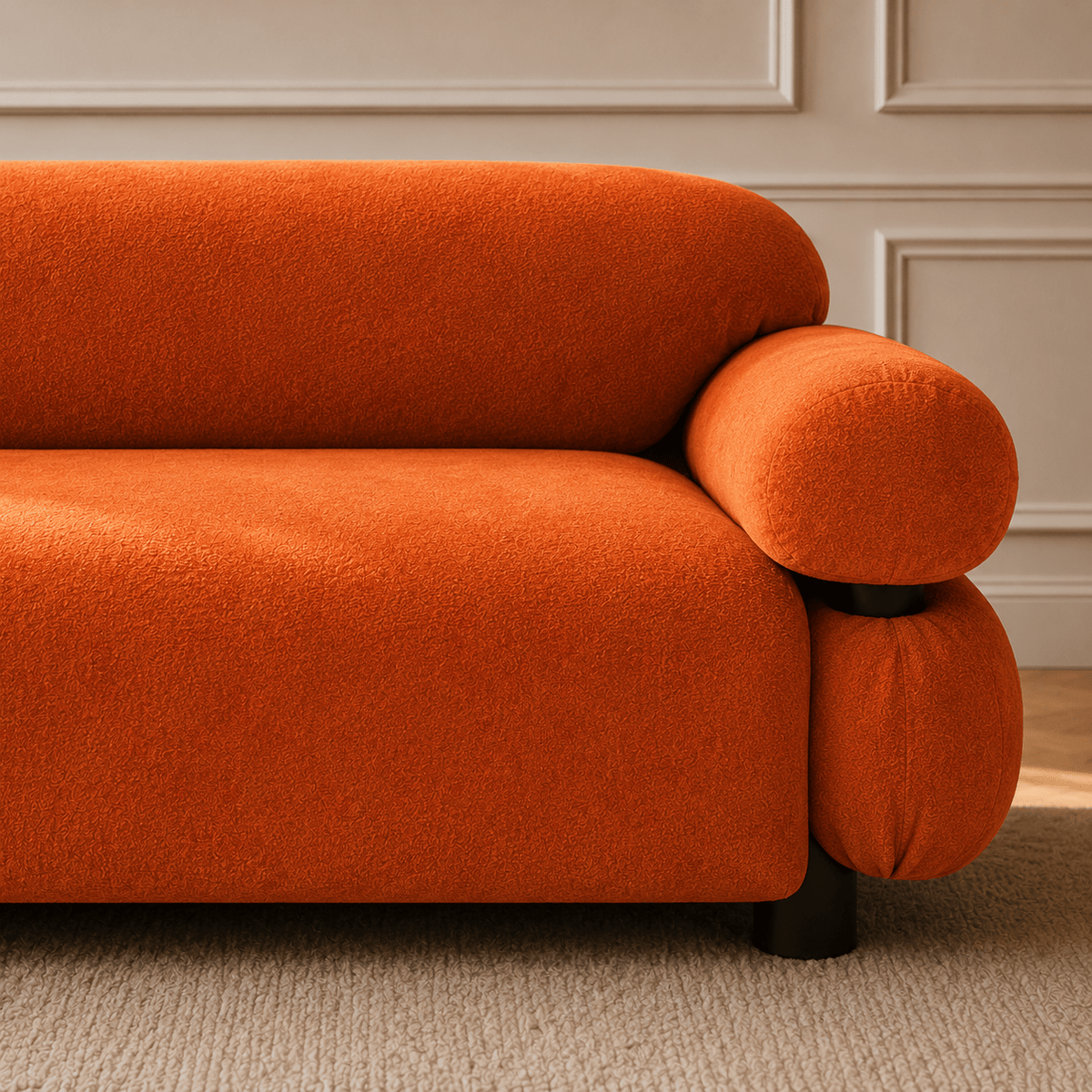 Montara Living 3-Seater Orange Contemporary Rounded Arm Sofa