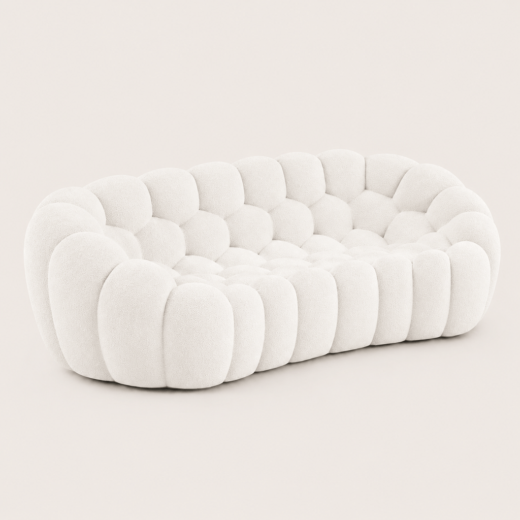 Montara Living 3-Seater White Contemporary Bubble Sofa with Rounded Shape