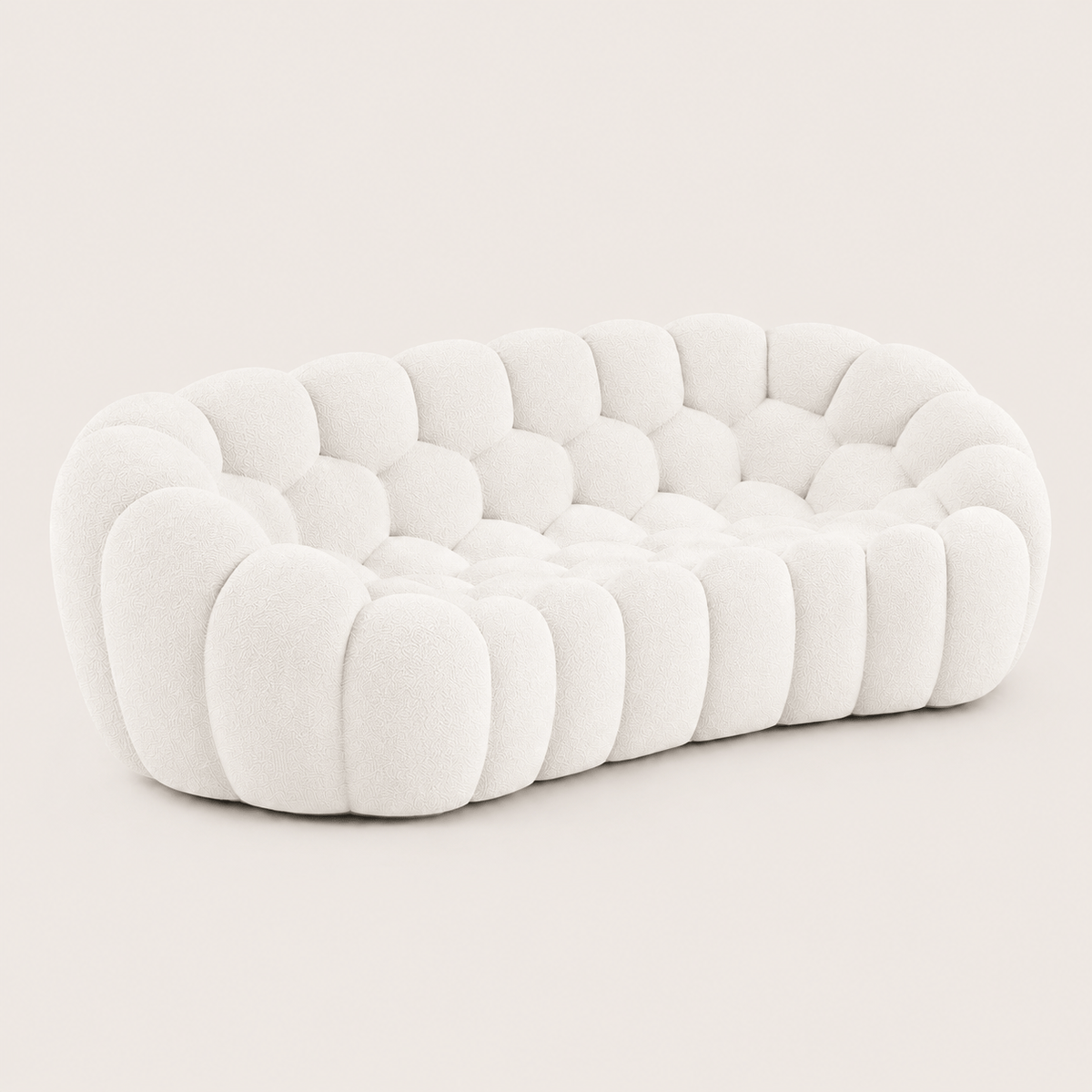 Montara Living 3-Seater White Contemporary Bubble Sofa with Rounded Shape