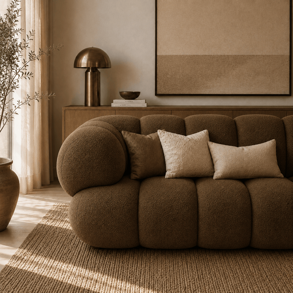 Montara Living 4-Seater Brown Contemporary Sofa with Rounded Segments