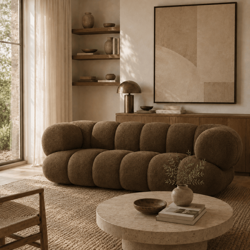 Montara Living 4-Seater Brown Contemporary Sofa with Rounded Segments
