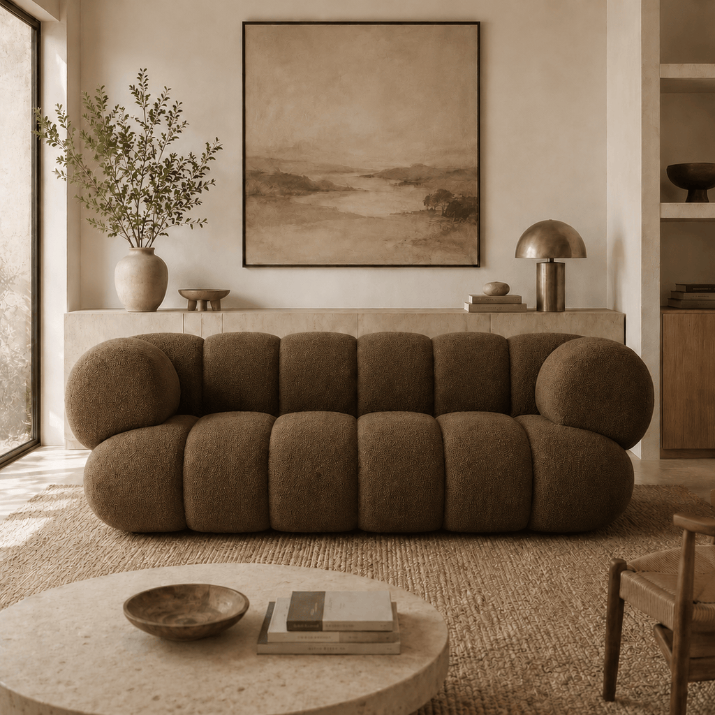 Montara Living 4-Seater Brown Contemporary Sofa with Rounded Segments