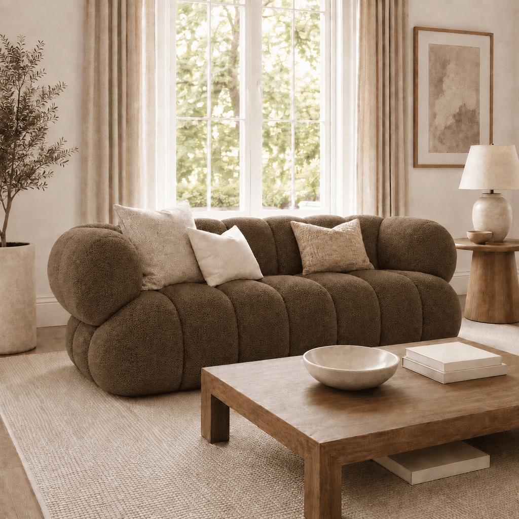 Montara Living 4-Seater Brown Contemporary Sofa with Rounded Segments