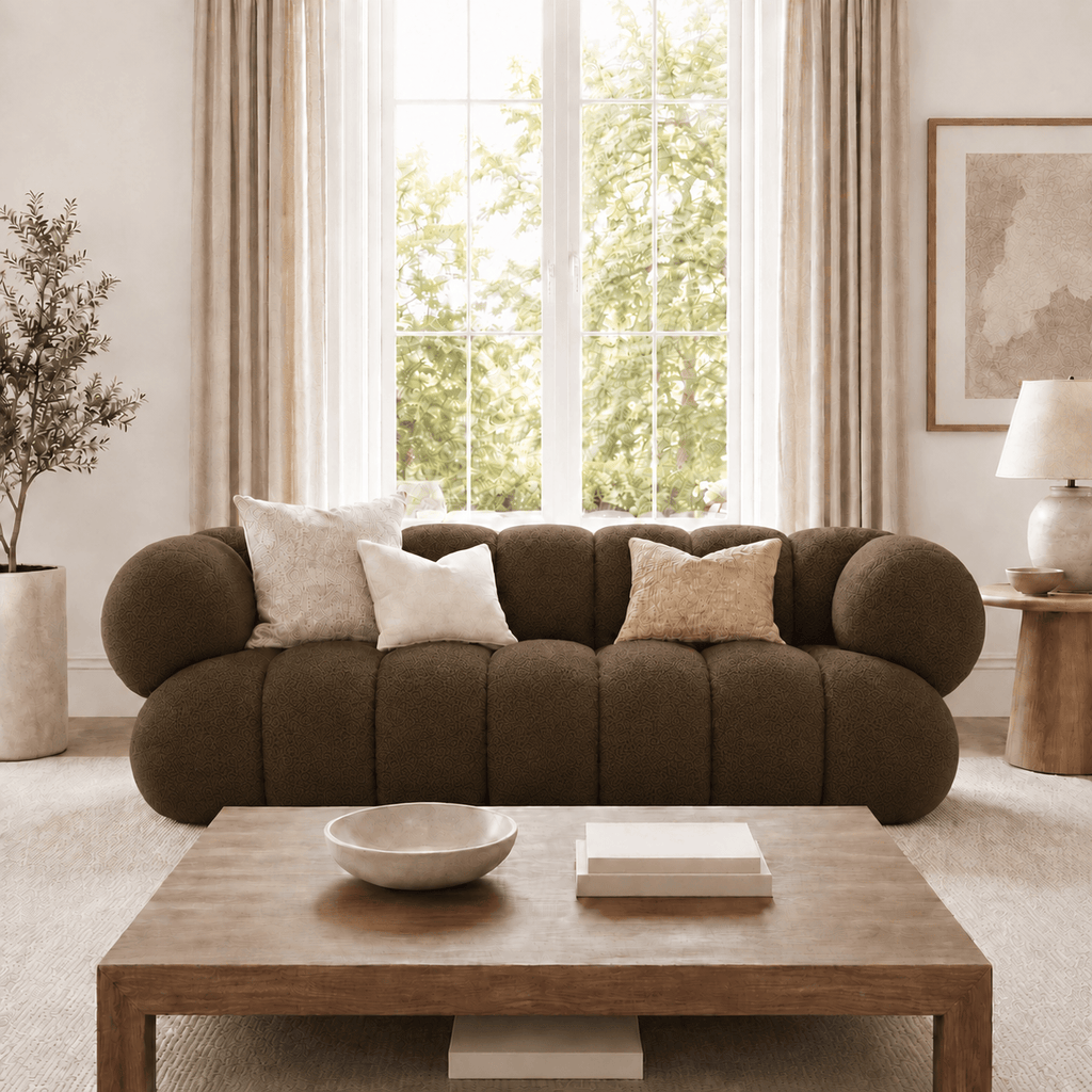 Montara Living 4-Seater Brown Contemporary Sofa with Rounded Segments