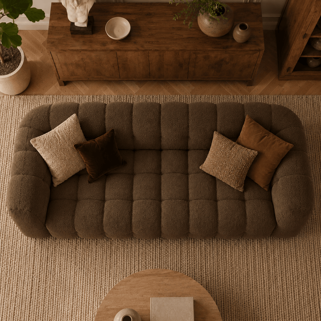 Montara Living 4-Seater Brown Upholstered Modern Luxury Living Room Sofa