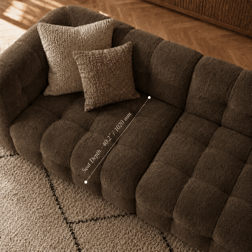 Montara Living 4-Seater Brown Upholstered Modern Luxury Living Room Sofa