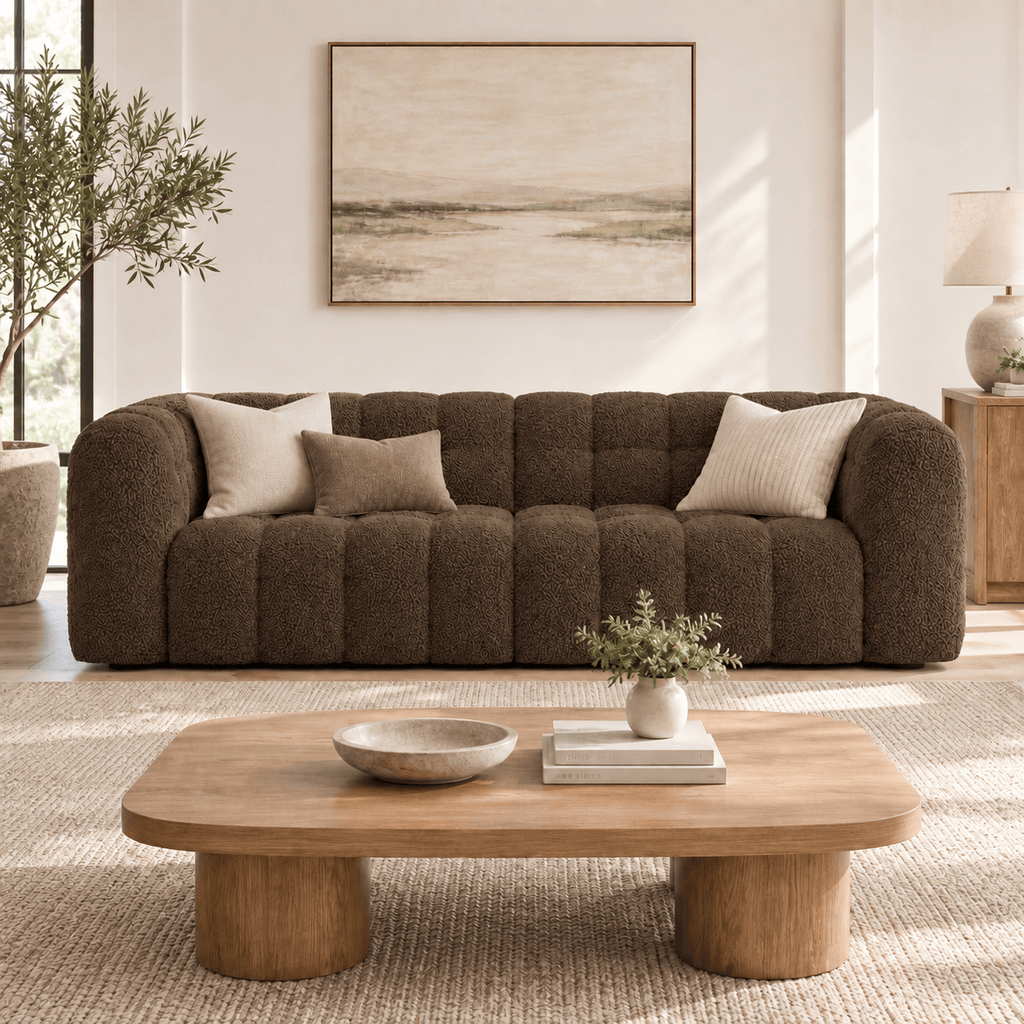 Montara Living 4-Seater Brown Upholstered Modern Luxury Living Room Sofa
