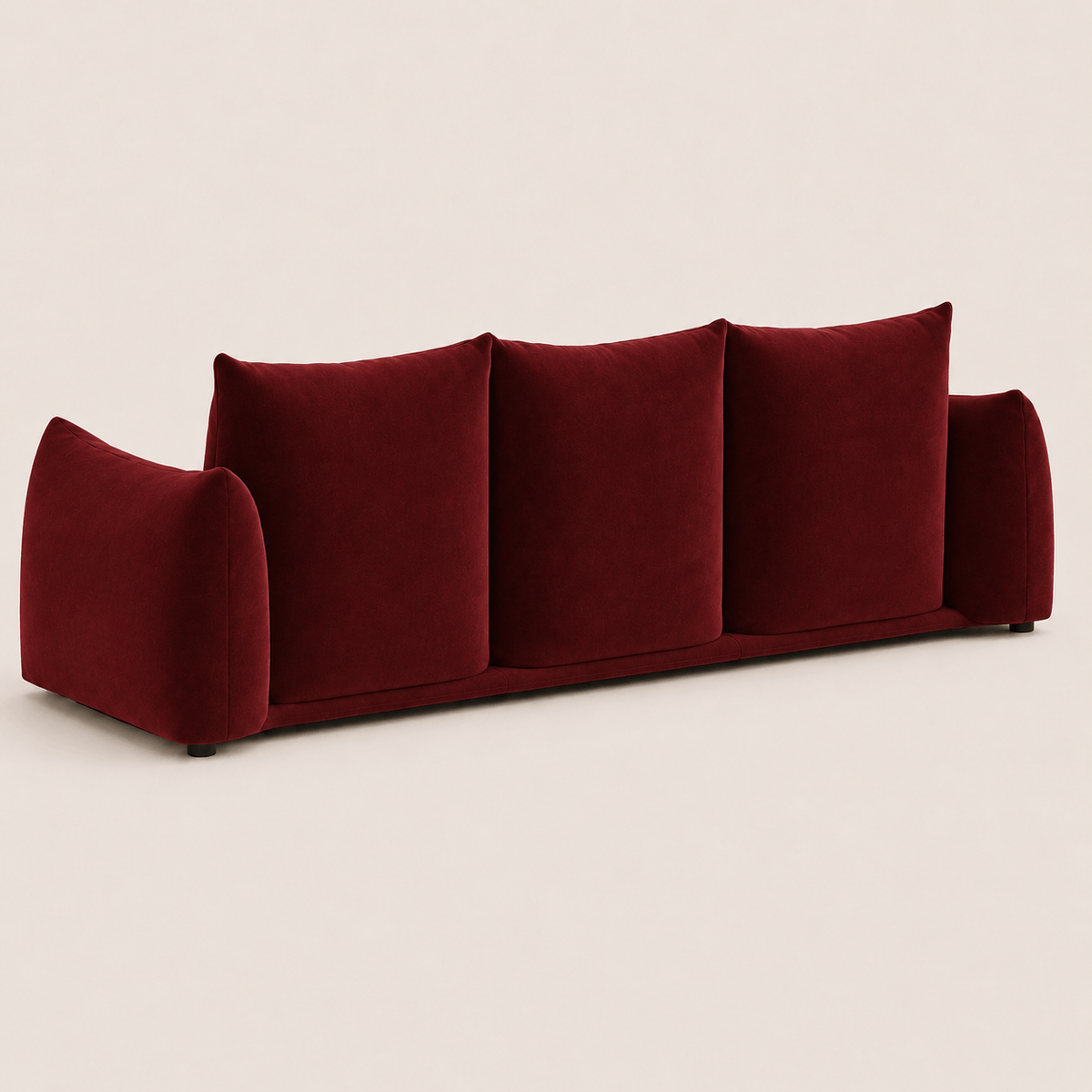 Montara Living 4-Seater Burgundy Contemporary Sofa with Curved Arms