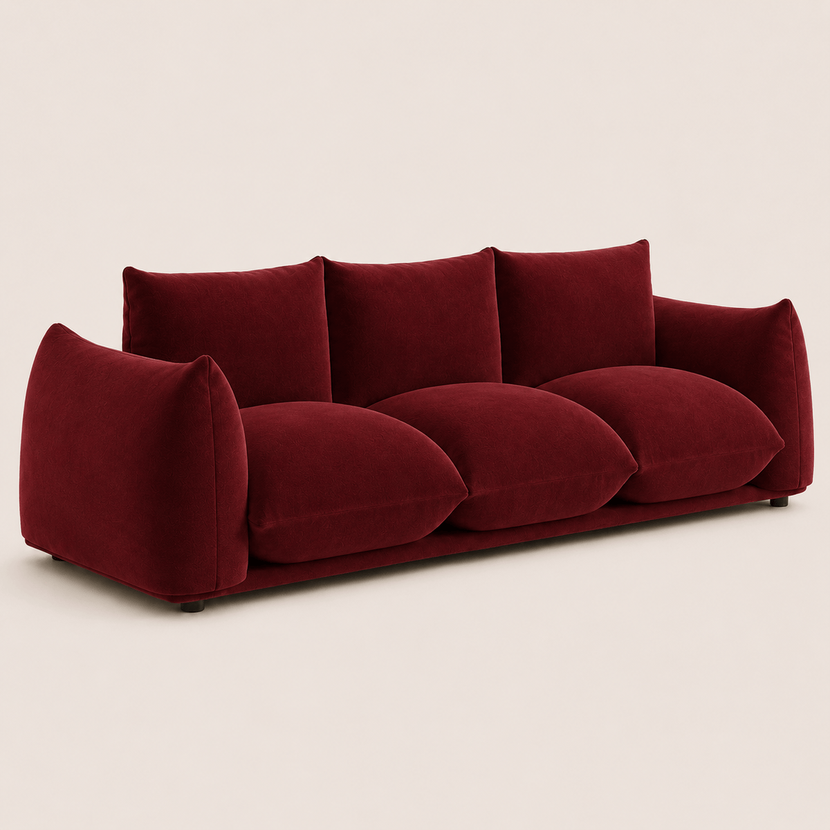 Montara Living 4-Seater Burgundy Contemporary Sofa with Curved Arms