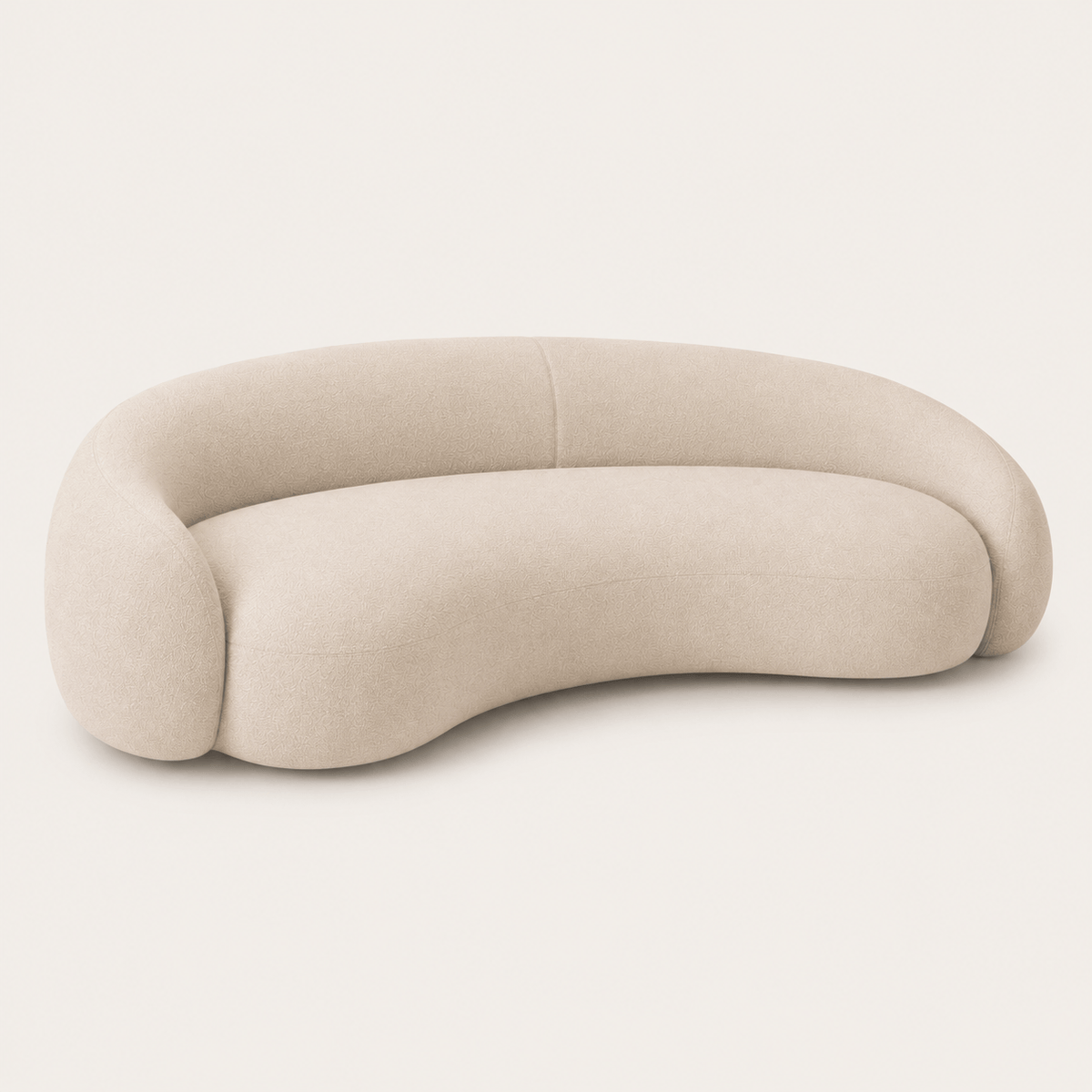 Montara Living 4-Seater Cream Contemporary Curved Sofa with Rounded Back