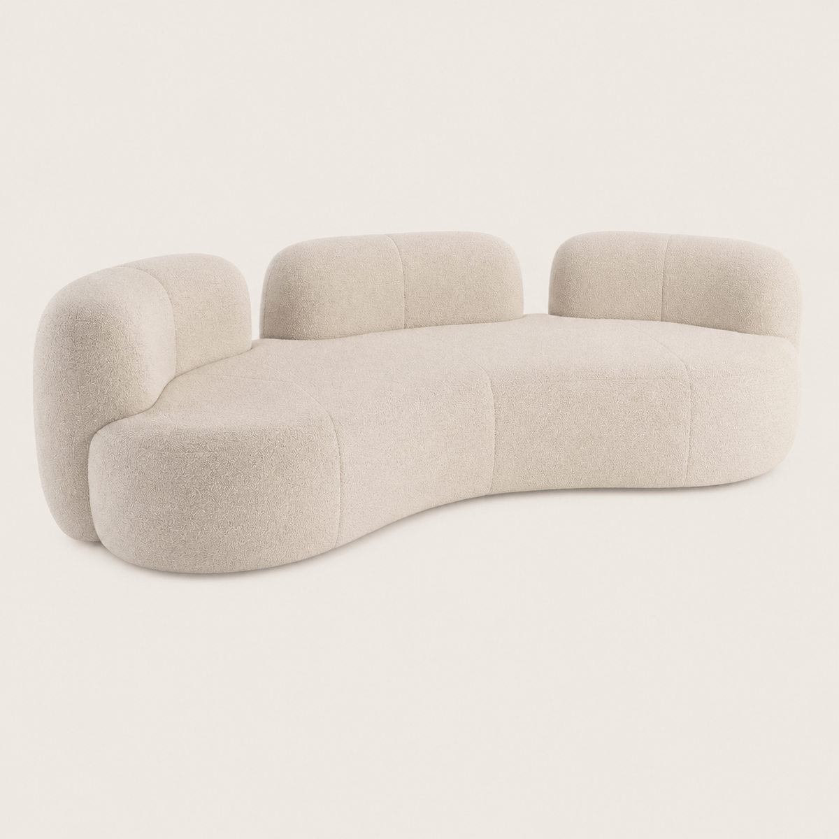 Montara Living 4-Seater Cream Contemporary Curved Sofa with Rounded Silhouette