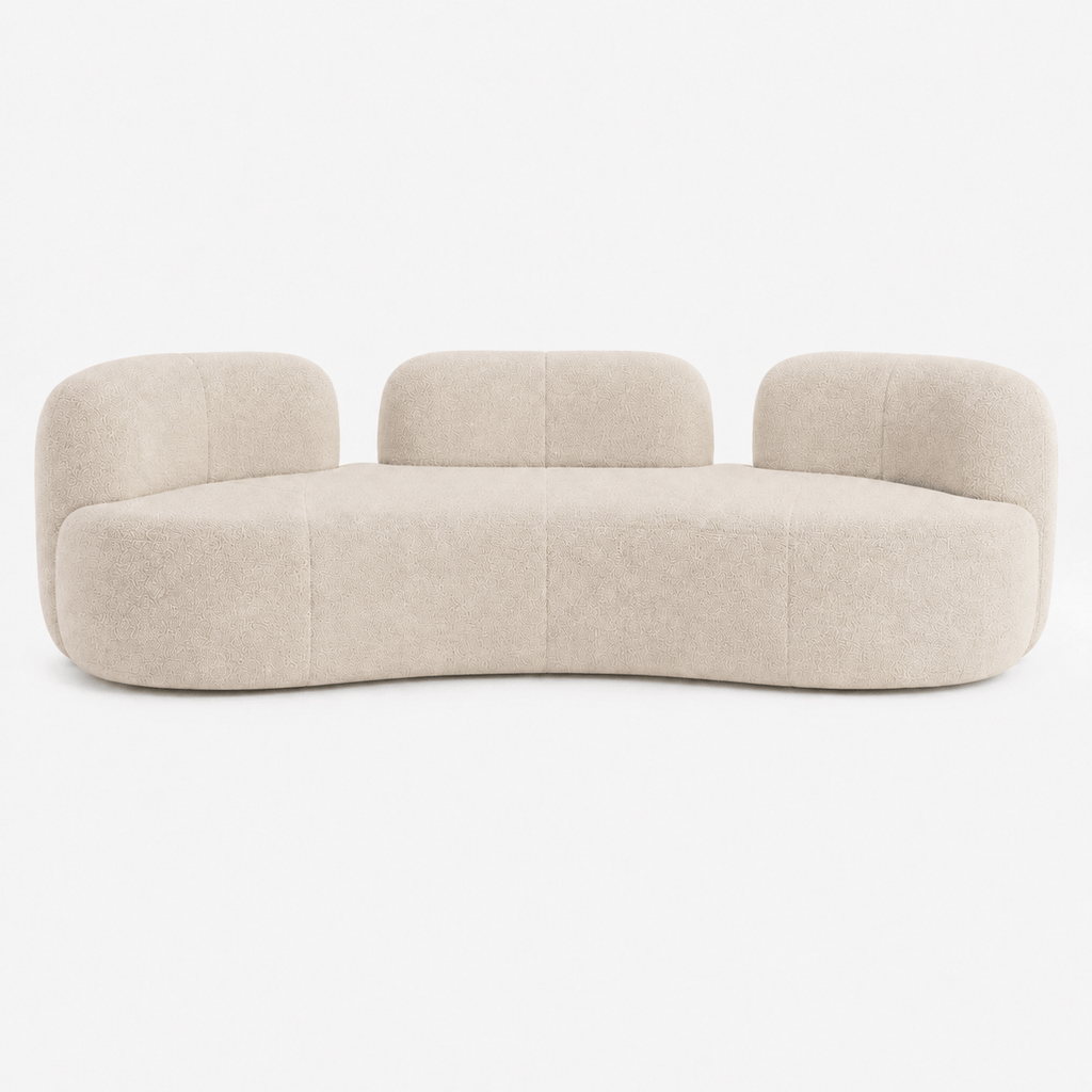 Montara Living 4-Seater Cream Contemporary Curved Sofa with Rounded Silhouette