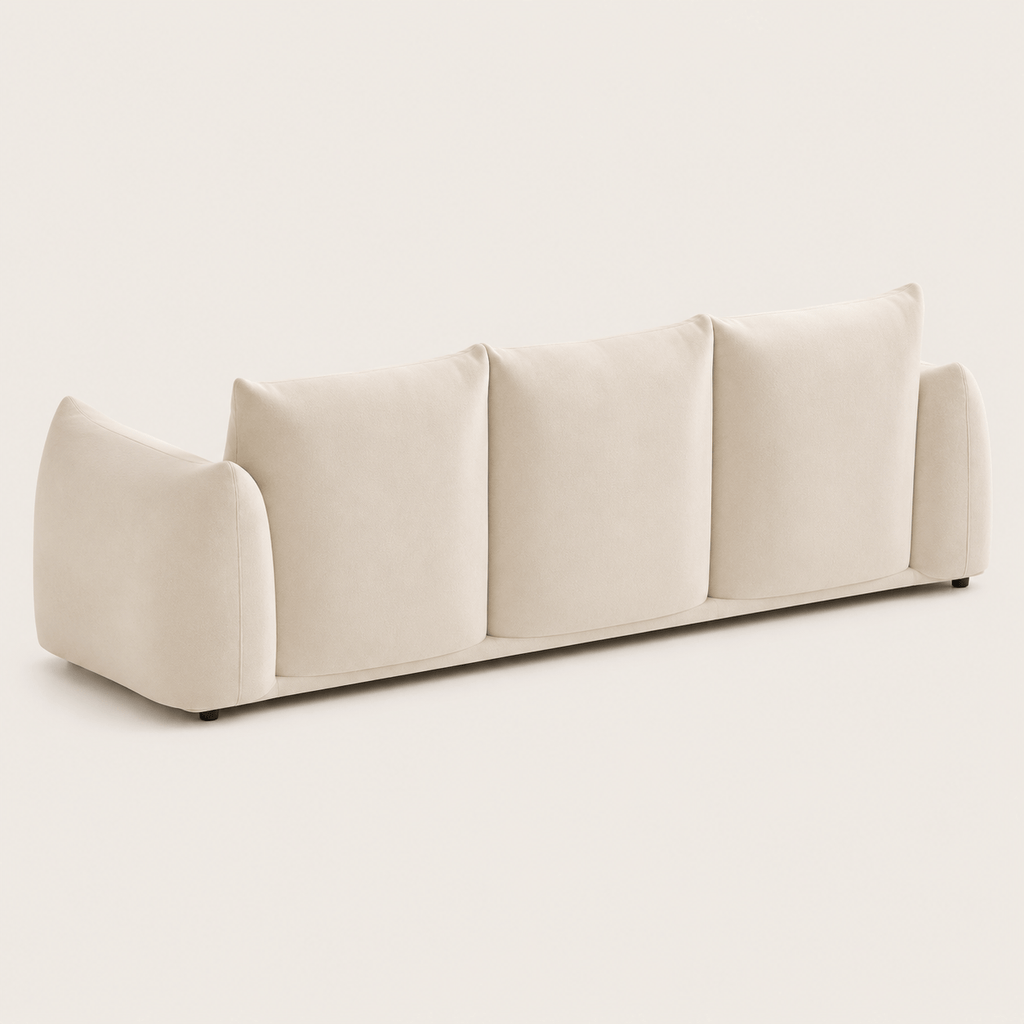 Montara Living 4-Seater Cream Contemporary Sofa with Curved Arms