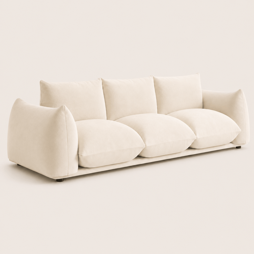 Montara Living 4-Seater Cream Contemporary Sofa with Curved Arms